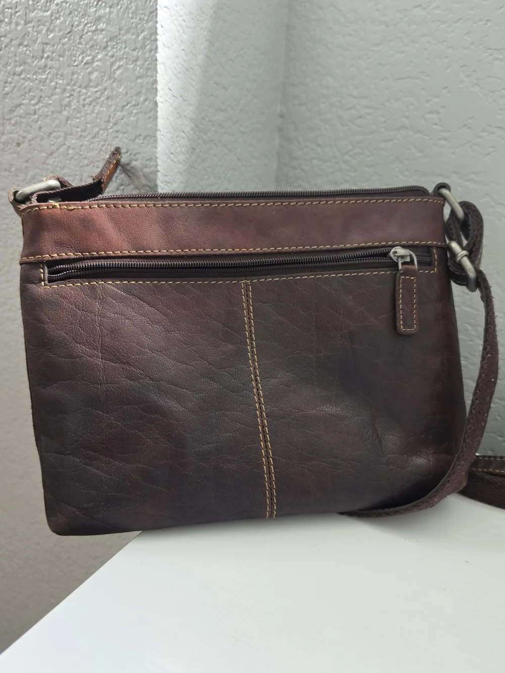 Jack George's Brown Leather Crossbody Bag